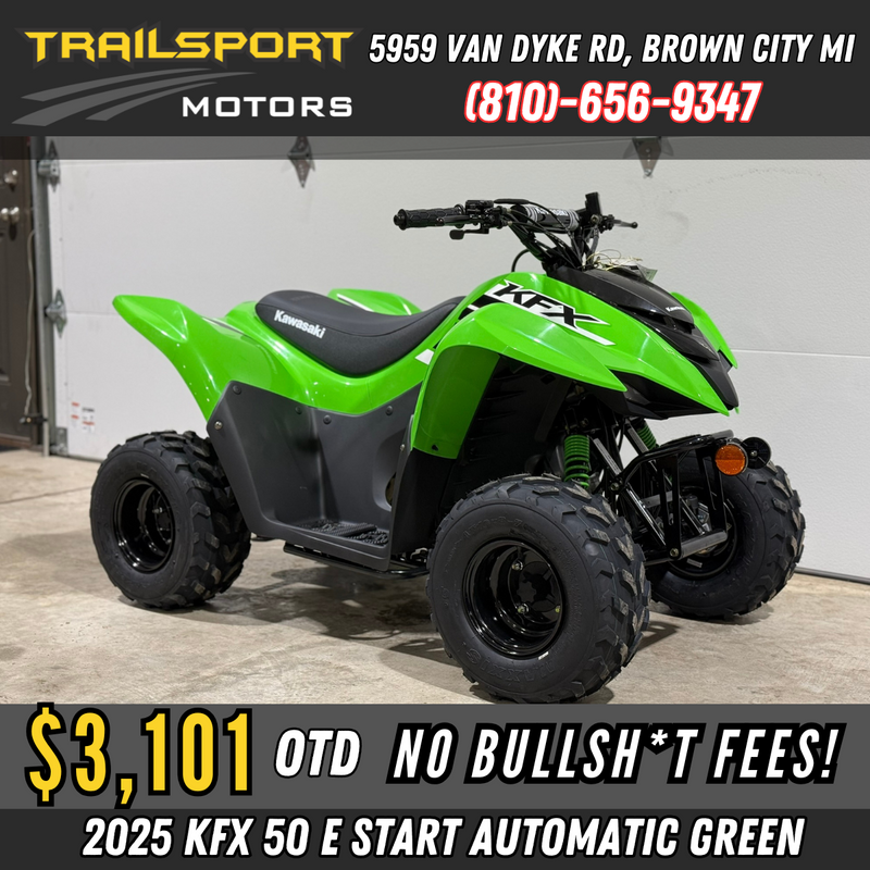 2025 Kawasaki KFX 50 Lime Green | E-Start & Automatic